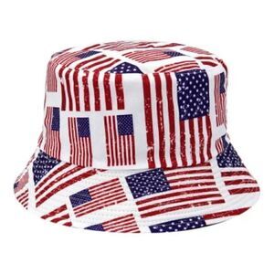 American Flag Print Bucket Sun Hat Unisex